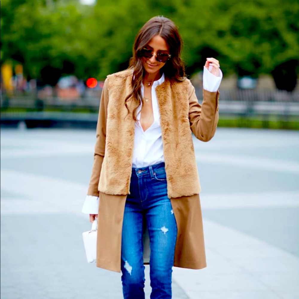 Something Navy Faux Fur Trench